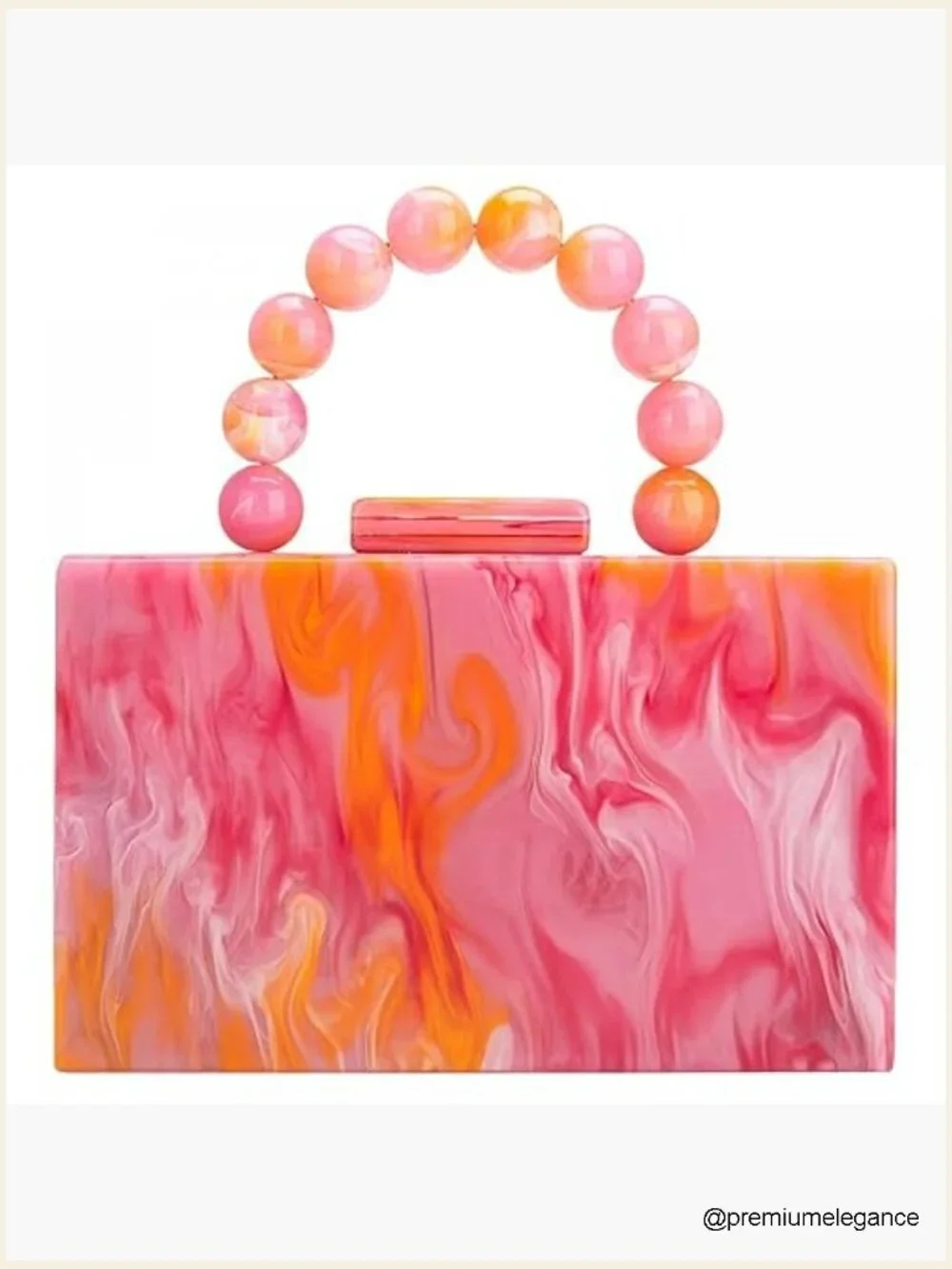 Acrylic Clutch Purse with Marbling Beads Chain Crossbody Bag for Evening
